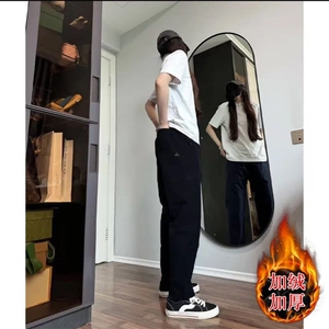 冬款加绒加厚男休闲裤三角形印花小脚宽松保暖长裤h0601 P50图片