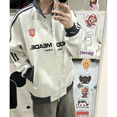 抖音得物美式高街重磅结构设计拼接织带立领印花卫衣外套ACM4201，女装短外套，电商A443