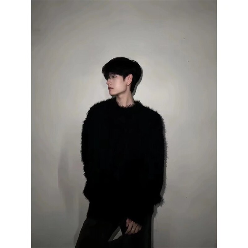 氛围感白色水貂绒软糯毛衣男女冬季慵懒风宽松针织衫LY10088-P50,男装针织衫/毛衣,星座1008
