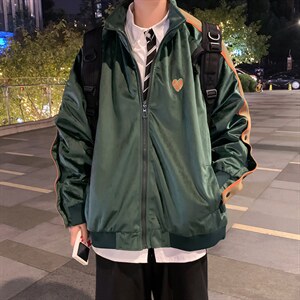 拼接条纹排扣宽松丝绒夹克外套男J112P60图片