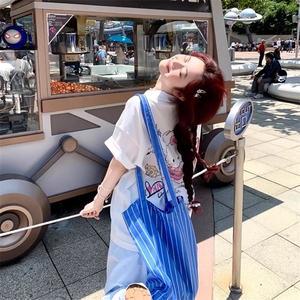 T577-P25可爱卡通Kitty女孩印花纯棉短袖初高中学生宽松上衣