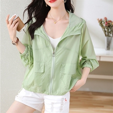 休闲百搭短款防晒衣女款夏季2025新款透气轻薄外套宽松显瘦防晒服，女装防晒衣，慕咨