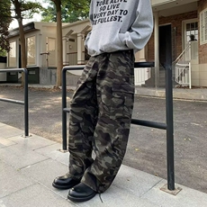 美式高街迷彩工装牛仔裤男女春秋季2025新款潮流宽松阔腿休闲长裤，男装休闲裤，星座218-8
