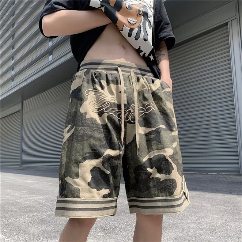 夏季迷彩宽松舒适短裤带抽绳p38,男装牛仔裤,星座1013