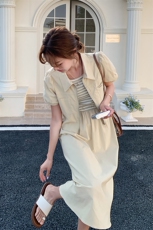 夏季新品设计感条纹背心裙上衣两件套2C2851815P145K218，女装连衣裙，2C285
