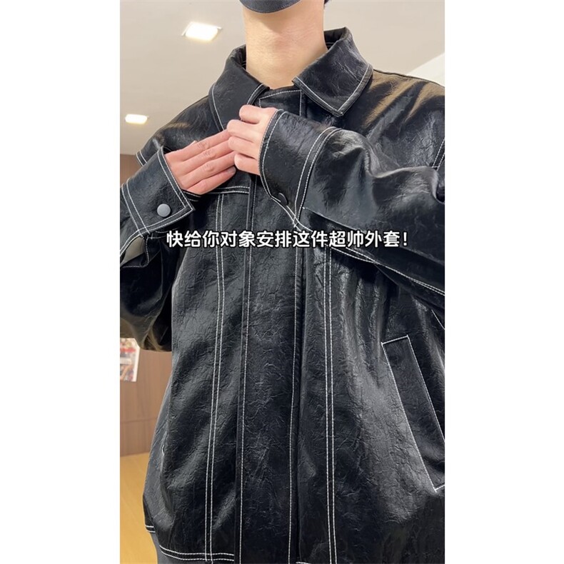 直播品质多结构皮衣美式潮牌假两件皮夹克X1213-DY2316-特P108,男装夹克,星座1213