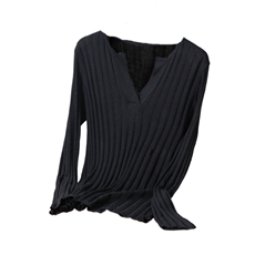 2021春秋季薄款打底毛衣女坑条半开领新款洋气套头外穿羊毛针织衫，女装针织衫/毛衣，唯若美羊绒