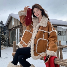 已出大货皮毛一体外套6531P215K318，女装短外套，2D001
