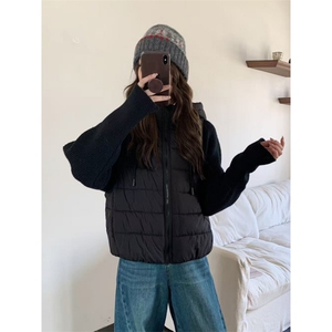 A595-P108 冬季排骨棉服马甲棉衣假两件连帽毛衣抗起球上衣图片