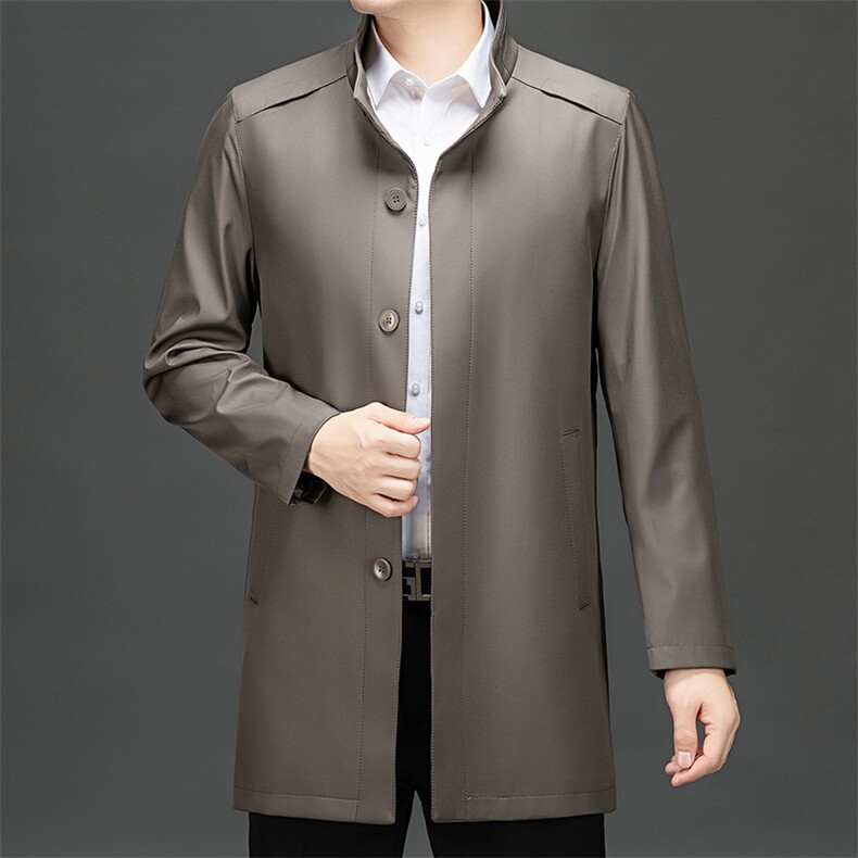 XL-F1399春秋新款男士中长款风衣立领外套简约通勤商务男装,男装风衣,电商B360