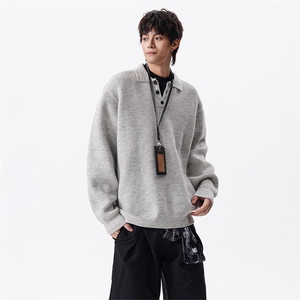 现货毛衣针织衬衫领男装M451-P55控88图片