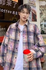 衬衫男秋季新款港风宽松大码扎染长袖衬衣CS3098-特P30，男装衬衫，星座214-3