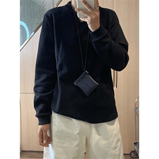 抖音得物高品质美式高街重磅曼巴棉cleanfit螺纹拼接卫衣长袖T恤，男装T恤，电商A486-1