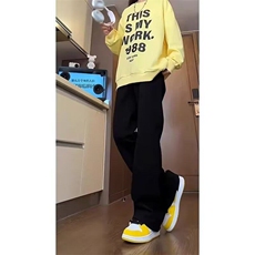黑色牛仔裤男款春秋美式高街裤新款显瘦高腰修身直筒微喇裤N7026，男装牛仔裤，星座1116A（原606A-3）