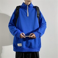 秋季上衣男拉链半高领卫衣男装港风长袖t恤男外套男W107-P38，男装卫衣，星座815-2