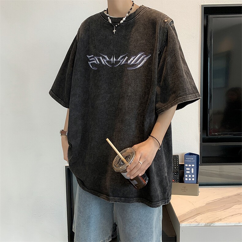 美式水洗短袖t恤男潮牌宽松可拆卸袖子背心夏季痞帅上衣TX16-P45图片