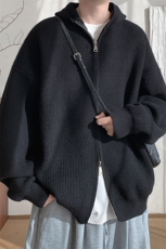 秋冬高品质美式双拉链连帽男大码针织开衫毛衣MY119-特P65控118，男装针织衫/毛衣，电商A001