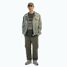小众设计感解构短款牛仔外套男款春秋高级感cleanfit短款夹克外套，男装工装外套，星座302B