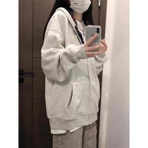美式复古格子连帽卫衣外套宽松慵懒风开衫上衣513AKS2734特P38图片