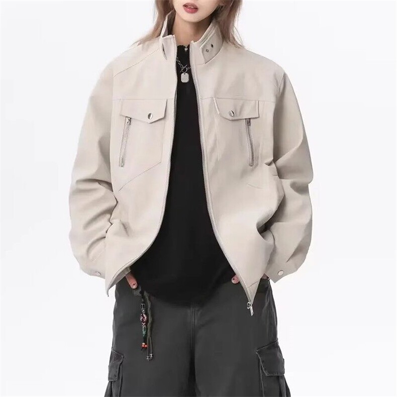 现货网图得物抖音品质PU皮夹克机车服立领皮衣JK306-1P65,男装夹克,星座1904A