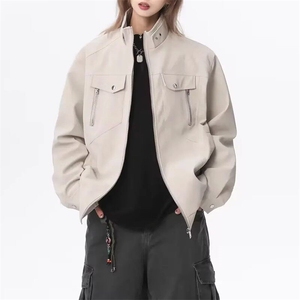 现货网图得物抖音品质PU皮夹克机车服立领皮衣JK306-1P65