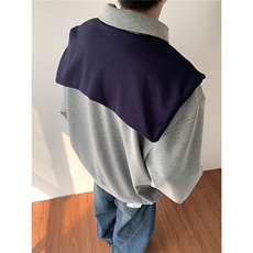 W507-P75秋季新款卫衣带披肩卫衣假两件男女同款港风卫衣，男装卫衣，星座911-1
