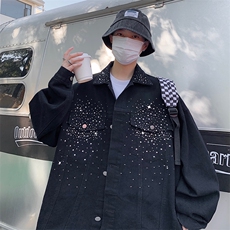 现货~男装牛仔夹克宽松闪亮水洗牛仔外套男茄克XZ815-JK254P80，男装工装外套，星座716A-1（原星座815）