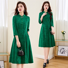 香莘料2024春季新款新中式民族风气质修身连衣裙6950，女装连衣裙，香莘料