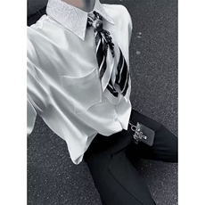 [006]收腰丝巾飘带长袖衬衫女显瘦衬衣春秋上衣A079-C178-P33，男装衬衫，电商A079