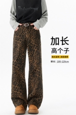豹纹裤子加长版高个子牛仔裤男188cm115直筒休闲裤工装裤KZ037P65，男装休闲裤，电商B312