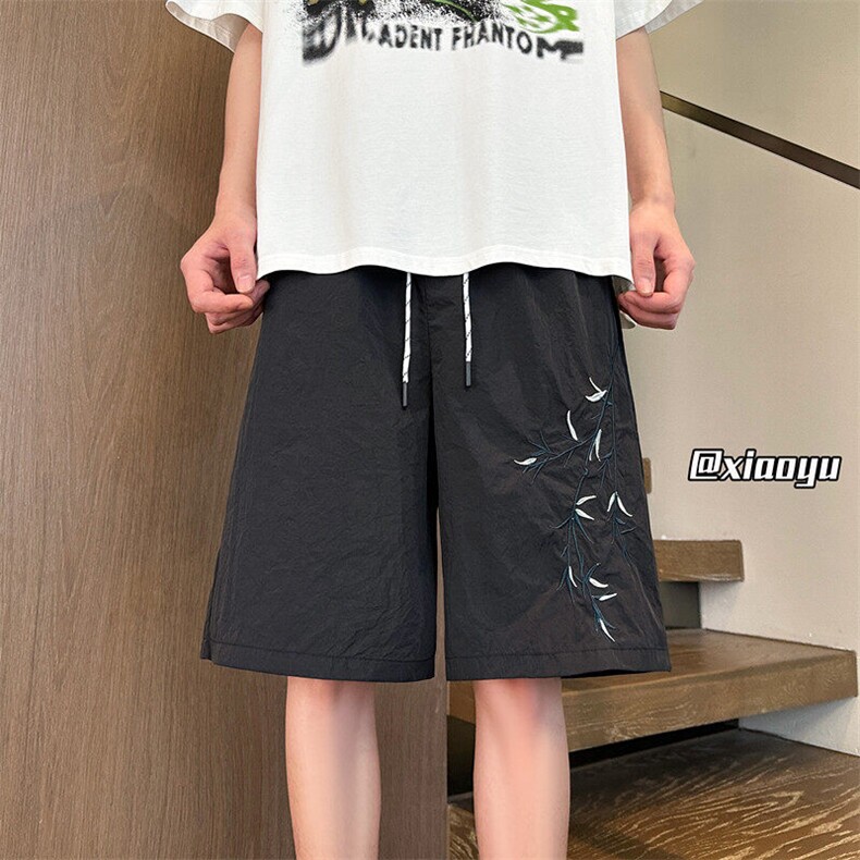 XZ616夏季新中式速干短裤刺绣图案五分裤TY2476M-5XL特P20控38,男装休闲裤,星座512A（原616）