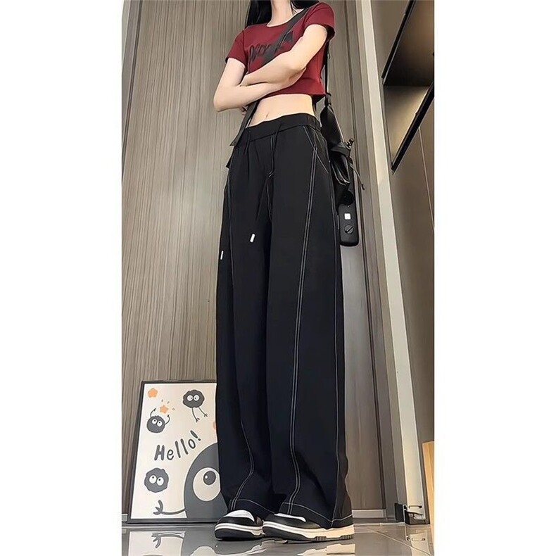 网图慎用冰丝抽绳阔腿裤男女夏季垂坠感宽松休闲裤310A-818-P20,男装休闲裤,四季星座310A