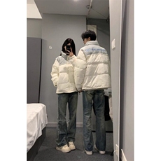 美式高街拼接立领棉服男冬季宽松加厚保暖情侣棉衣WL80166-P80，男装棉衣，星座1008