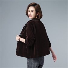 长期大货现货，春款灯芯绒小西装女外套上衣长袖时尚女装开衫女，女装西装，涵誉