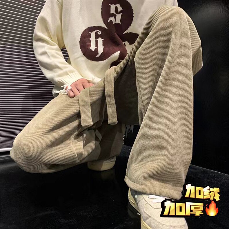 加绒重磅卫裤冬季男雪尼尔灯芯绒裤垂感阔腿裤993Ap65,男装休闲裤,电商D315A