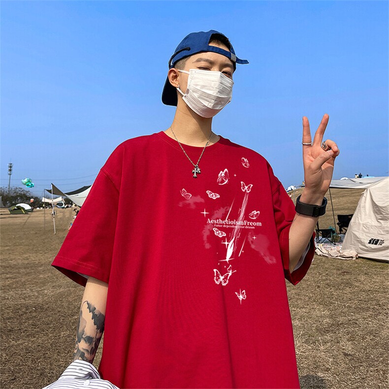 可设48小时发货支持抖音得物来样二开230克重磅美式短袖t恤MT342,男装T恤,电商A486