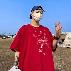可设48小时发货支持抖音得物来样二开230克重磅美式短袖t恤MT342，男装T恤，电商A486