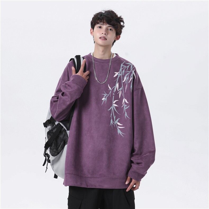抖音得物高品质风麂皮绒宽松圆领卫衣wyjp262-特35控69,男装卫衣,星座605(原A050)