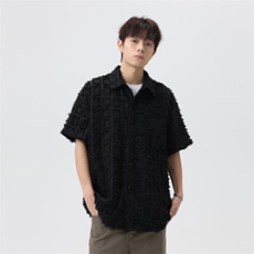 盐系男友风衬衫男小香风外套短袖上衣流苏格子衬衣夏季C2085-P45，男装衬衫，星座210-1