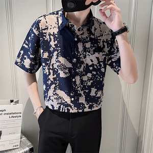 23新品 个性花短袖衬衫男装宽松社会小伙衬衣潮流TZ97P5078图片
