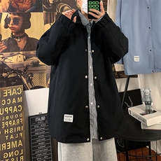 J959P40中性风大码百搭秋装休闲宽松翻领纯色学生情侣夹克潮，男装夹克，电商A026-1