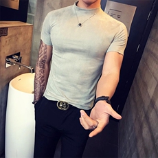 夏季新款短袖t恤流纯色体恤衫修身男衣服A313-T，男装T恤，电商A313