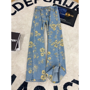 B221 美式ins高街暗黑绣花宽松直筒牛仔裤LK25578-特P45控78图片