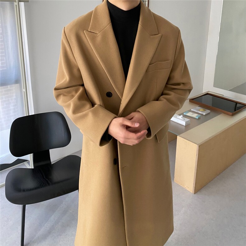 秋冬季新款毛呢大衣男中长款过膝高级感呢子风衣外套韩版宽松潮流,男装风衣,星座710
