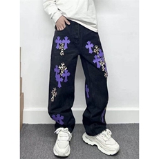 美式高街牛仔裤男女韩版潮十字架贴布2026夏秋ins长裤RK3013-P63，男装牛仔裤，星座412-3