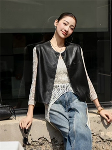 【春季女装新款】大量现货时尚百搭短款皮衣马甲外套图片