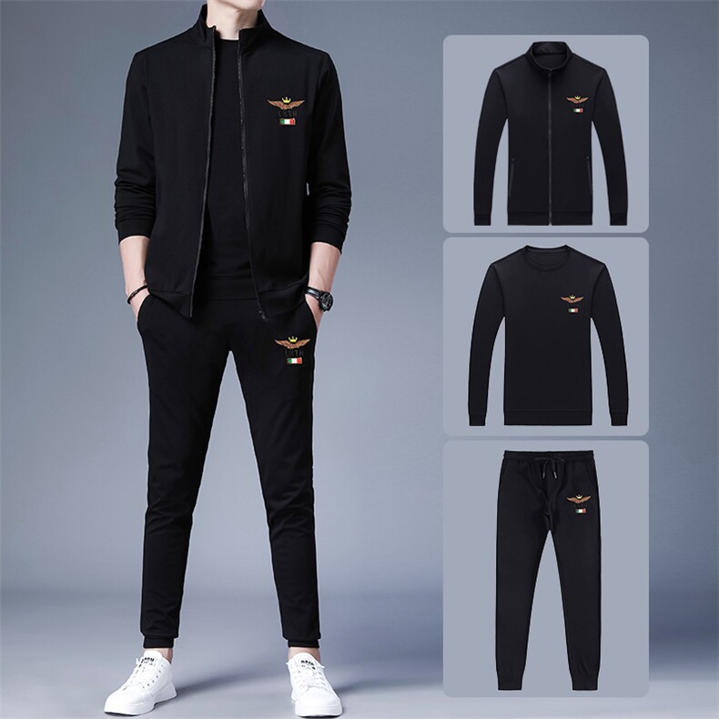 男士运动套装春秋季中年高端休闲潮流男装时尚卫衣跑步服三件套男，男装休闲套装，电商B212（原钱塘6029）