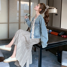 小香风木耳边牛仔外套女春装2025新款韩版小个子气质减龄夹克上衣，女装短外套，2C301
