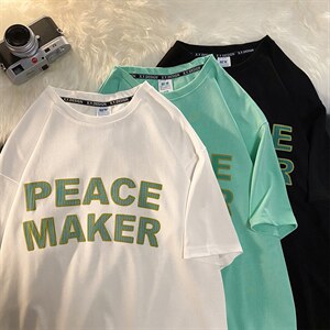 夏季休闲印花T恤男宽松落肩百搭圆领潮流时尚男装T恤MT3525-P45图片