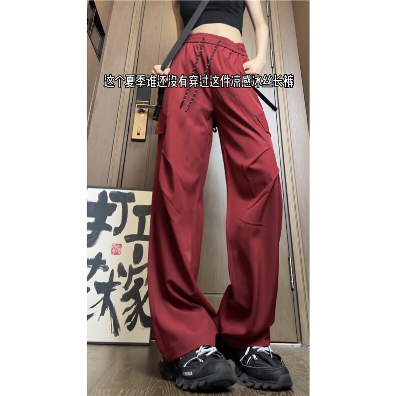 INS夏季新款冰丝垂感褶皱设计宽松休闲裤B315-K24152-特p30控58,男装休闲裤,电商B315